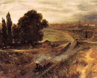 Одна из ранних работ на тему железной дороги. 1847 г. Adolf von Menzel. &quot;The Berlin Potsdam Railway&quot;