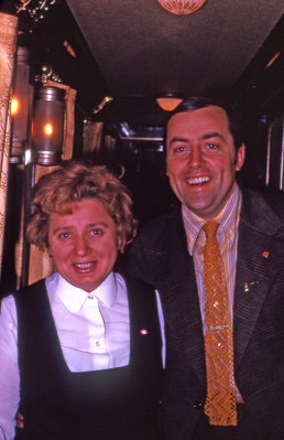 Colin with lady conductor in the Arctic Express. 2/1974.