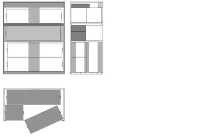 На схеме показаны варианты укладки модельных коробов в шкафу (подмакетники длиной 600, 1200 и 1800 мм).