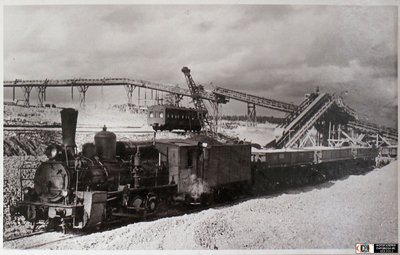 Ов-4959 в работе на складе инертных материалов в пределах базы строительства Сартаковского железнодорожного моста, Нижегородская обл 1960.jpg
