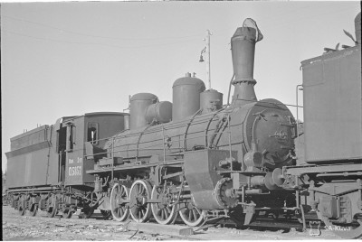 На станции Ляскеля пять локомотивов, полученных из России.<br />Ляскеля 30.09.1941