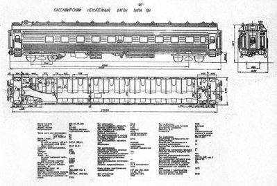 Пассажирский некупейнкй вагон типа ПН