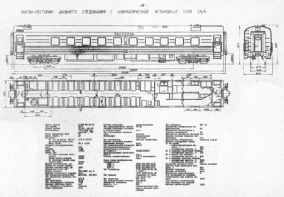 Вагон-ресторан дальнего следования с климатическом установкой типа СК/к