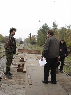 Разметка платформы под погрузку электровоза ГЭТ. Станция Москва-Товарная-Курская. Северный пост