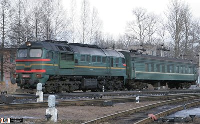 Тепловоз М62-1743 с пригородным поездом Ржев — Осуга, ст. Ржев-Балтийский, Тверская обл.<br />Автор: Котов Олег | Фото сделано 28.II.2008.