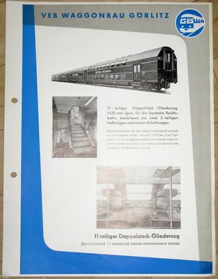 VEB Waggonbau Görlitz Typenblatt elfteiliger Doppelstock Gliederzug DDR 1957.jpg