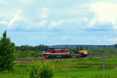 БЧ, Орша-Центральная. ТЭП70 с краном КДЭ163 26.06.2014