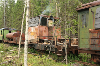 Хозвагон на базе рамы ДМ-20, Лепша УЖД, Архангельская обл. Автор: Александр Корсаков