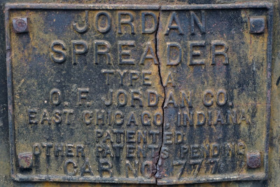 Jordan Spreader Type A № 777, 1943 г.в., ООО &quot;ПТУ&quot; (ранее Коркинский угольный разрез, заводская табличка)