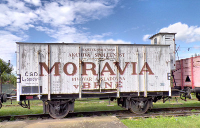 Надписи на вагоне на чешском:<br />&quot;Собственность компании&quot;Акционерное Общество Моравия&quot;<br />Пивовар Асладовна в Брно&quot;