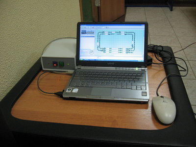 Командная станция OpenDCC, ноутбук с программой Rocrail для управления макетом